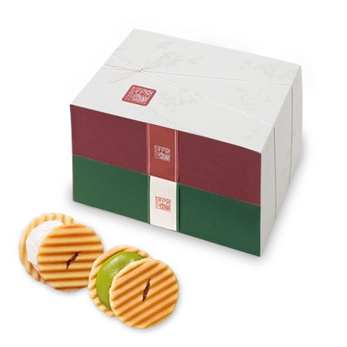京都名菓子店【鼓月】姬千壽仙貝二段箱（有機抹茶/糖霜奶油）